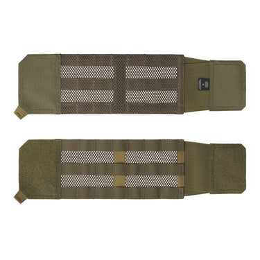 Adaptive green tactical cummerbund with mesh panels and wide hook-and-loop closure