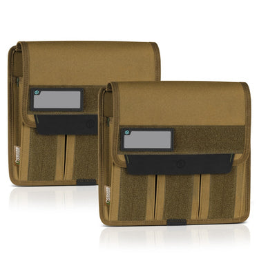 Flat dark earth rifle magazine pouch 2-pack, two flap-front pouches with label panels and elastic slots