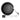 Leather-cased tape measure with black round case and white measuring tape