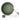 Leather-cased tape measure with dark green round case and white measuring tape
