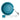 Leather-cased tape measure with teal-blue round case and white measuring tape