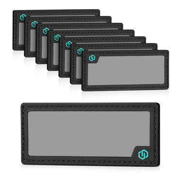 Writable ID patches, black bordered cards with blank centers, 8-pack set