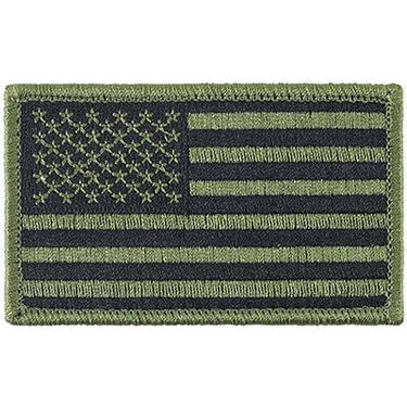 Olive drab embroidered patch with American flag stars and stripes