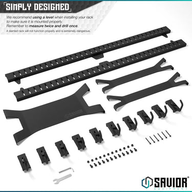 10-hook wall-mounted rack with dark rail and curved hook arms for organized mounting
