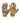 Tactical gloves pair: left camo palm, right tan back with curved knuckle seams