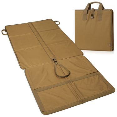 Tri-fold padded shooting mat in Flat Dark Earth with carry handle and straps