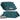 4 pack loose ammo carriers in teal-green fabric with front rectangular label windows