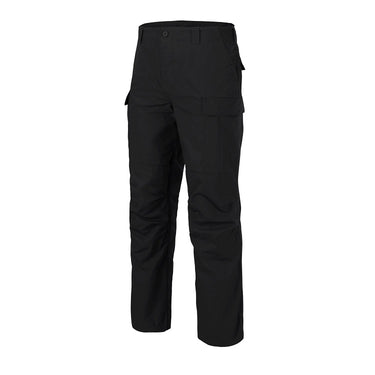 Black BDU ripstop pants with cargo pockets, button waist and belt loops