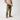 Tan and dark olive cargo pants with knee panels and zippered pocket