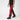 Red and black cargo pants with side cargo pocket and zip fly