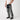 Black and gray color-block cargo pants with side pockets