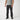 Black cargo pants with zip fly and articulated knee panels