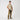 Tan and dark olive cargo pants worn standing, full-length view