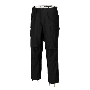 Helikon M65 Nyco Sateen pants, black cargo pockets with buttoned fly and ankle drawcord
