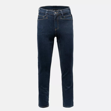 Slim jeans in dark blue denim, belt loops, button fly, five-pocket styling