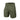 Olive green cargo shorts with elastic waist and side cargo pockets