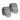 Hook-and-loop equipment straps, gray fabric with stitched logo pads, 2-pack