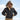 Sheepskin hooded leather jacket with shearling collar, belt straps, front zip, dark exterior