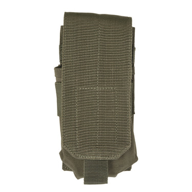 Sturm single magazine pouch, olive drab fabric with open top and elastic strap