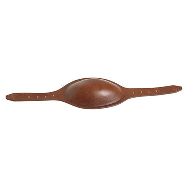 Brown leather chin strap with center pad and row of adjustment holes