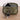 Olive canvas zipper pouch with front brand patch and carabiner key ring
