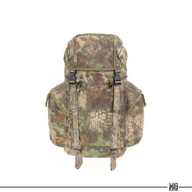 Karrimor SF Sabre 35L rucksack, woodland camo, adjustable shoulder straps and front buckles