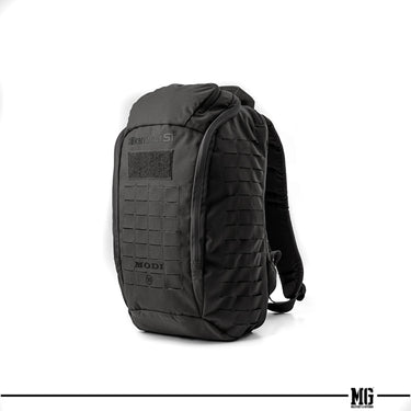 15L everyday pack in black with padded back panel and MOLLE-style webbing