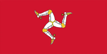 Regimental polyester flag with red background and white-gold crossed boots emblem