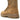Coyote brown combat boot heel with textured side panel and lace eyelets