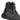 Black tactical boots, high-top side with strap overlays, lace-up and chunky outsole