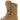 Coyote suede boot shaft with eyelets, lace-up, and three snap-button tabs.