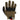 Brown suede work gloves with black palm panels and padded knuckle protection.