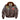 Men's dark leather flight jacket with shearling collar and colorful front badges