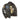 Brown leather flight jacket with open front, interior lining, and embroidered mission patches