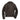 Dark brown leather peacoat back view with raised collar and belt-tab cuffs