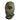 Olive green balaclava with oval face opening and chin coverage, snug hood.
