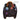 Brown shearling-collar leather jacket with front zip and colorful mission patches