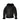 Black leather bomber jacket back view with shearling collar and center seam