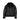 Black leather bomber jacket with shearling lining, stud pocket flaps, and zip front