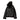 Black leather bomber jacket sleeve view with diagonal pocket flap and shearling cuffs