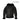 Back view of black sheepskin bomber long jacket with dark fur collar and center seam