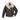 Brown leather sheepskin jacket front with cream shearling collar and gold-tone zip pockets