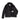 Black leather peacoat with stand collar, double-breasted buttons, quilted lining