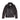 Black leather peacoat front view, stand collar and double-breasted button placket