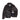 Black leather peacoat front view with quilted lining panels and button closure
