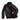 Men's A-2 pilot leather jacket, black, open front showing lining and rib knit hem
