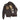 Brown leather G-1 bomber jacket open view with patches, lining, and zip closure