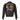 Brown leather flight jacket back view with CVA-59 text and large embroidered insignia