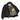 Black pilots jacket with zip front, inner lining panel, and gold-trim zipper pulls