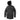 Black hooded parka with full front zip and flap pockets, long sleeves